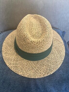 Scala Natural Straw Fedora with Green Band